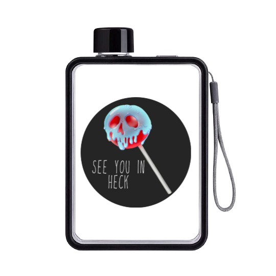 See You In Heck Poison Skull Candy Flat Water Bottles