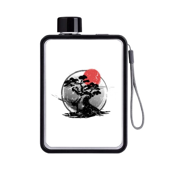 Martial Arts Japanese Style Bonsai Sunset Karate Flat Water Bottles
