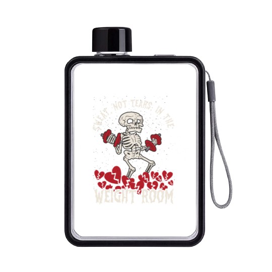 Anti Valentine´s Day Broken Heart Powerlifting Gym Flat Water Bottles