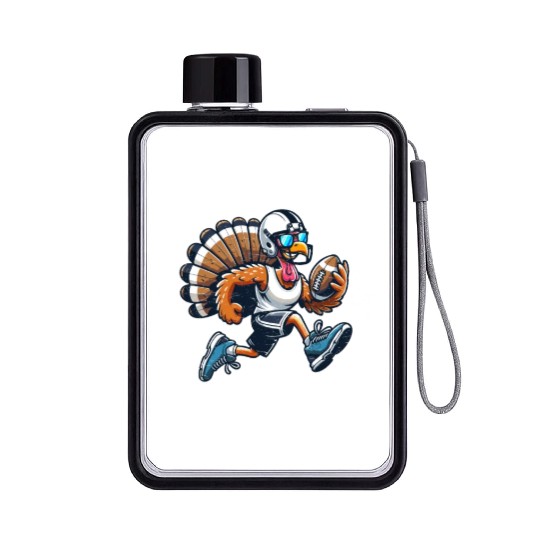 Turkey Touchdowns Football Thanksgiving Flat Water Bottles