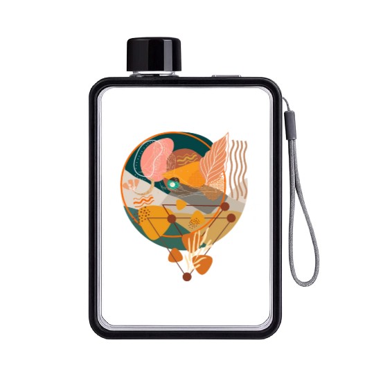 Contemporary Bohemian Celestial Art Flat Water Bottles