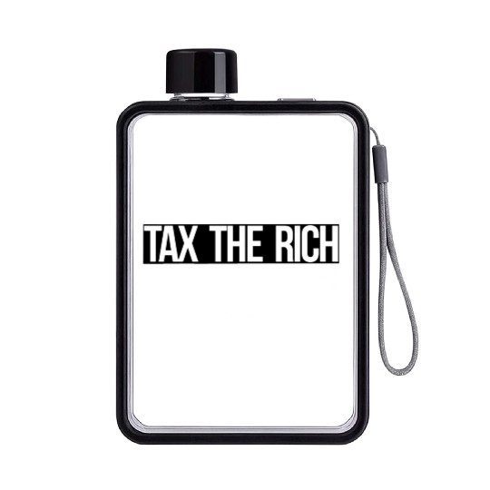 Tax The Rich white on black Flat Water Bottles