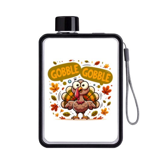 Fun Turkey Gobble Gobble for a Joyful Thanksgiving Flat Water Bottles