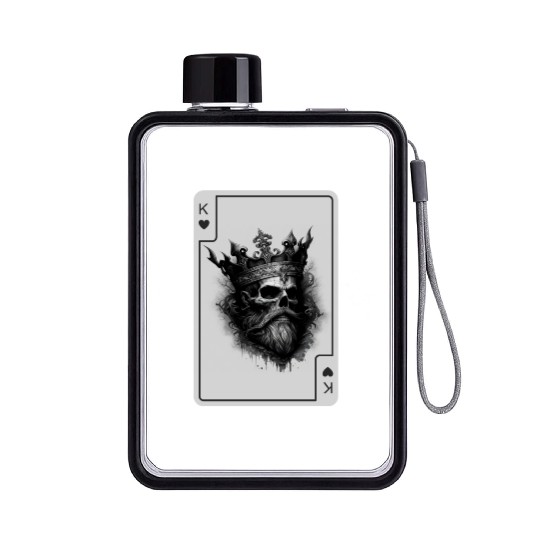 King of Hearts Creepy Card Game Poker Flat Water Bottles