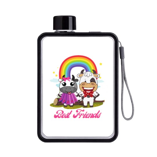Cow Mooey Cute Strawberry Cow Best Friends Flat Water Bottles