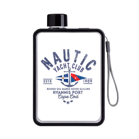 Nautic Yacht Club Emblem Design Flat Water Bottles