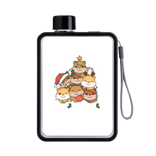 Hamster Christmas Tree merry Hamstmas Flat Water Bottles