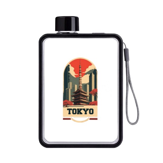 Tokyo Vintage Art Flat Water Bottles