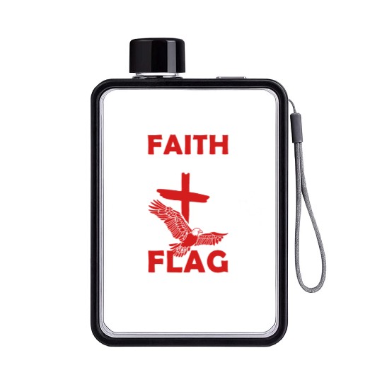 US American Eagle Flag Cross Inspiring Christian Flat Water Bottles