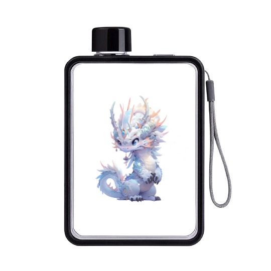 Chibi storybook dragon Flat Water Bottles