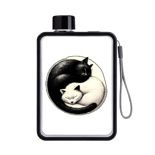 Yin and yang cats sleeping Flat Water Bottles
