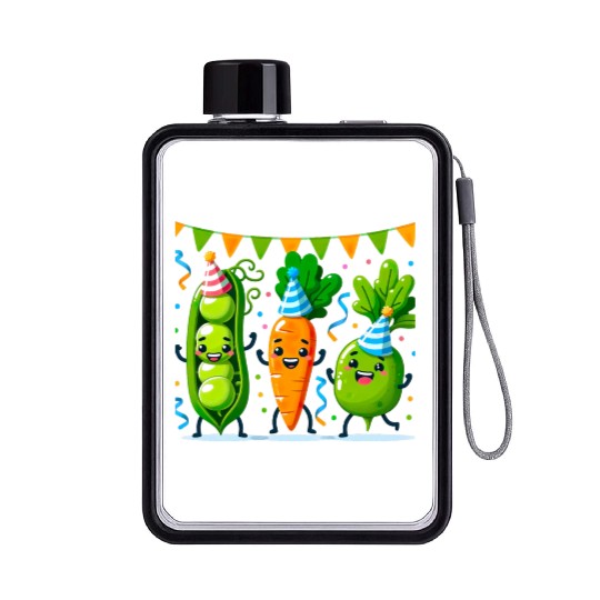 Festive Vegetable Party Fun for a Vegetable eater Flat Water Bottles
