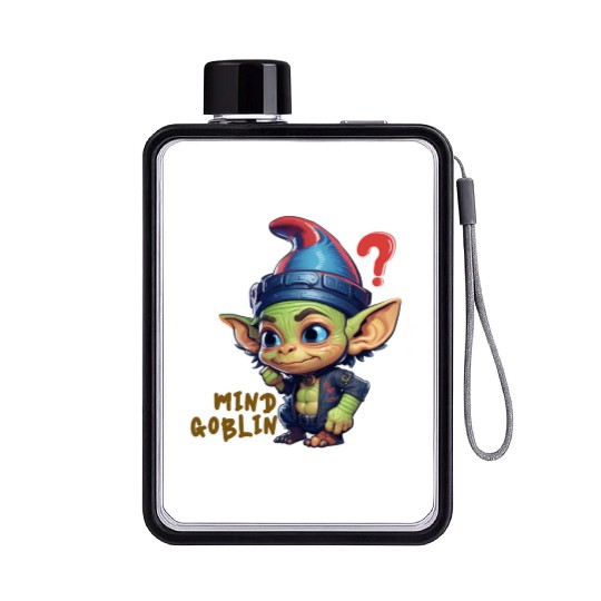 Funny Green Goblin Monster - Mind Goblin Deez Nuts Flat Water Bottles