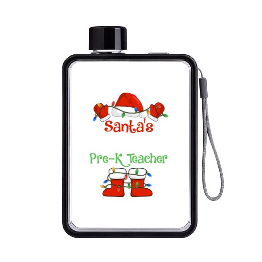 Santa's Favorite Pre K Teacher Funny Christmas Flat Water Bottles