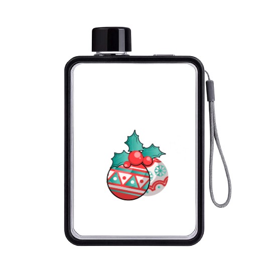 Christmas Nuts Santa Snowflakes Candy Canes Winter Flat Water Bottles