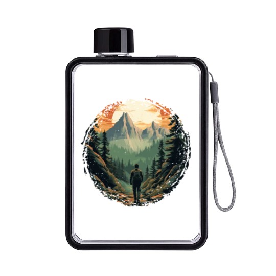 Forest nature trekking adventure Flat Water Bottles