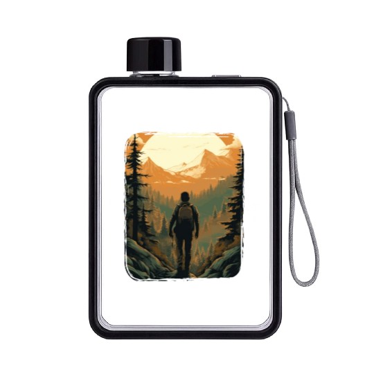 Forest nature trekking adventure Flat Water Bottles