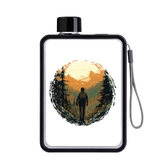 Forest nature trekking adventure Flat Water Bottles
