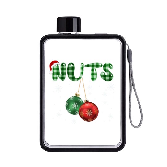 Chest Nuts Christmas Funny Couple Matching Flat Water Bottles