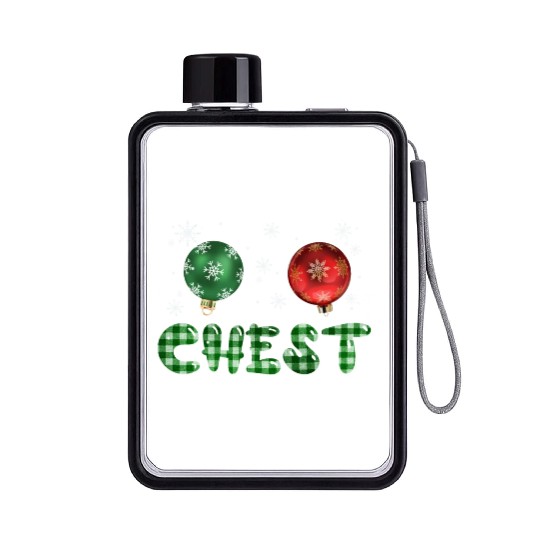 Chest Nuts Christmas Couple Funny Matching Flat Water Bottles