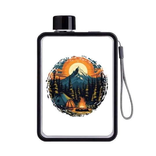 Forest nature trekking adventure Flat Water Bottles