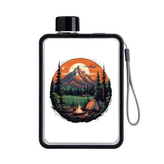 Forest nature trekking adventure Flat Water Bottles