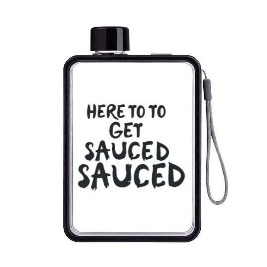 Here To Get Sauced Funny Cranberry Sauce Thanksgiv Flat Water Bottles