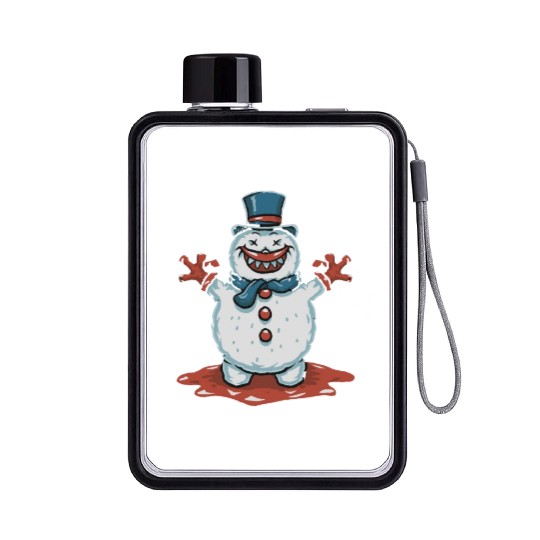frosty snowman creepy Flat Water Bottles