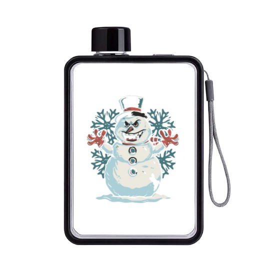 frosty snowman creepy Flat Water Bottles