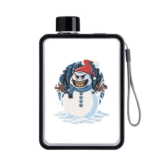 frosty snowman creepy Flat Water Bottles
