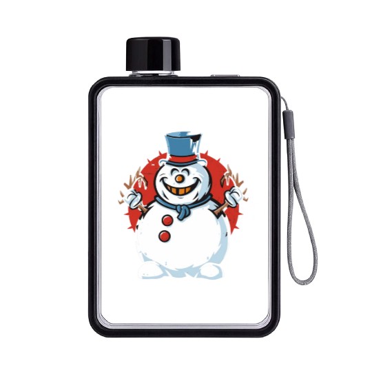frosty snowman creepy Flat Water Bottles