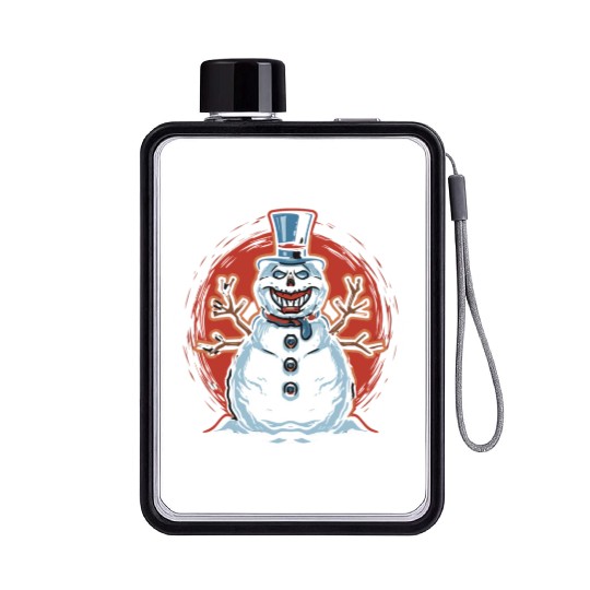 frosty snowman creepy Flat Water Bottles