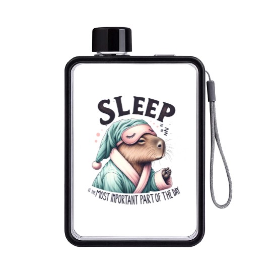 Sleepy Capybara in Comfy Pajamas Flat Water Bottles