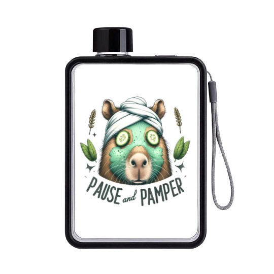 Pause and Pamper Capybara Spa Day Flat Water Bottles