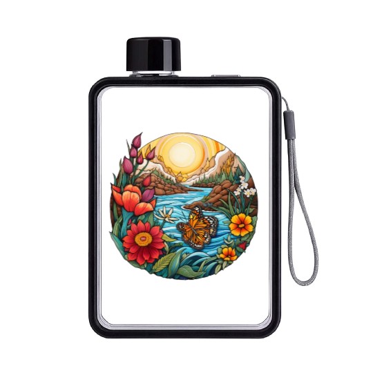 Sunrise Serenity by the Mountain Stream Flat Water Bottles