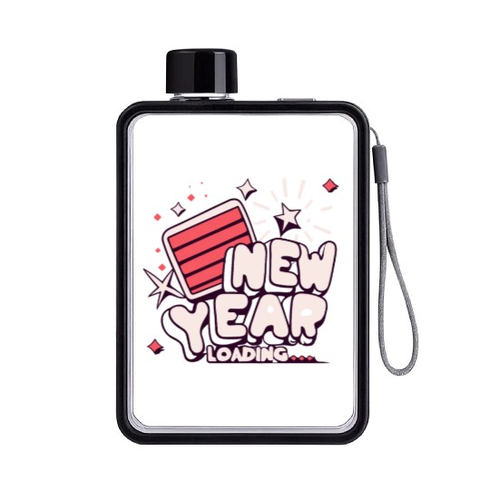 NYE New Year Loading Cheers To Festive New Year's Flat Water Bottles