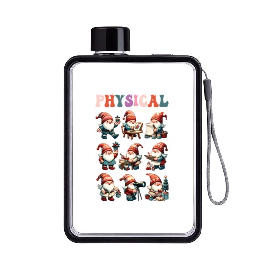 Christmas Gnome Santa Physical Therapy Xmas Flat Water Bottles