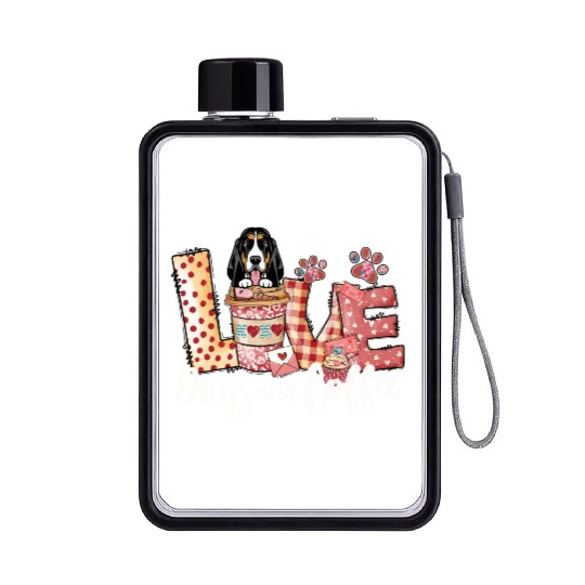 Basset Dog Coffee Lover Dog Mom Valentines Day Flat Water Bottles