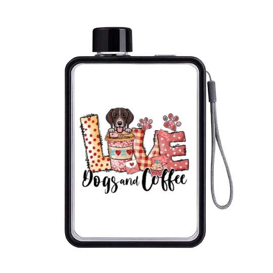 German Shorthair Dog Coffee Lover Dog Mom Valentin Flat Water Bottles