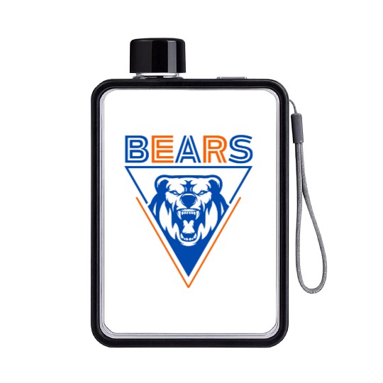 Blue and orange Bear Illustration Triangle Flat Water Bottles