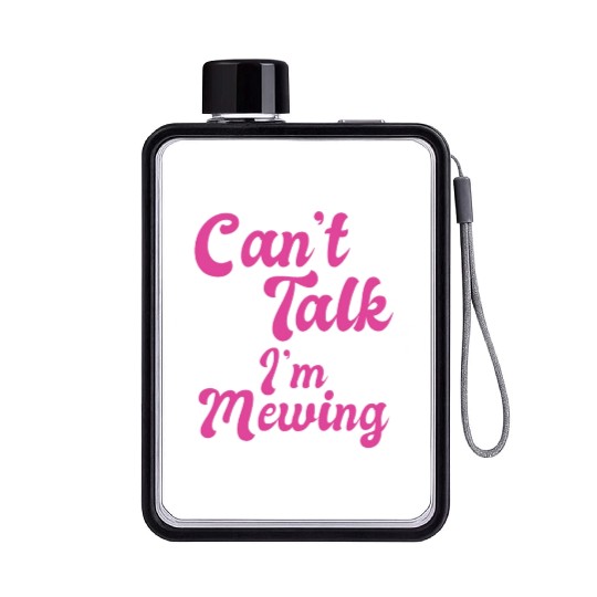 Funny Meme Can't Talk Im Mewing Facial Tongue Flat Water Bottles