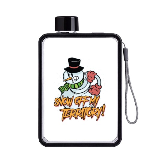 Snow Off my Territory! Snowman Angry Snow Flat Water Bottles