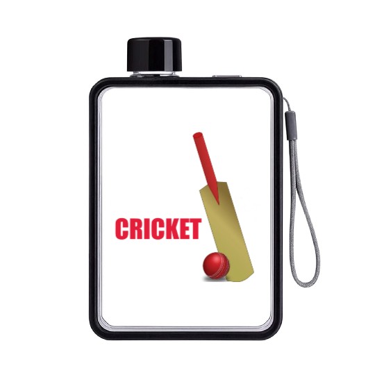 Eat Sleep Cricket Repeat Red and White Text Flat Water Bottles