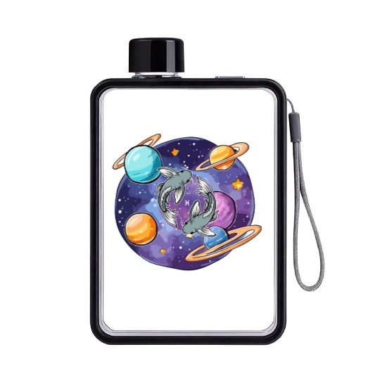 Pisces zodiac sign Flat Water Bottles