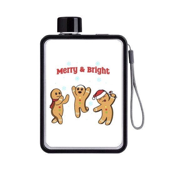 Dancing Gingerbread Flat Water Bottles