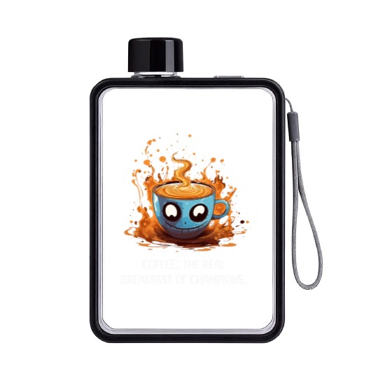 Coffee The Real Breakfast Of Champions white Flat Water Bottles