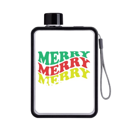 Merry merry merry Christmas, Xmas Design Flat Water Bottles