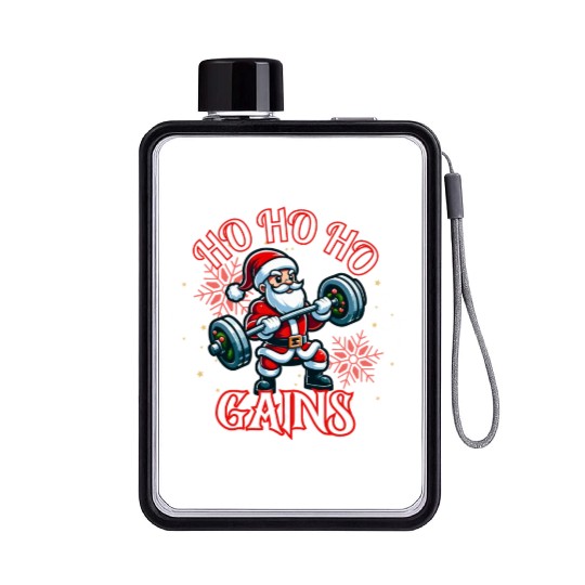 Santa Claus Christmas workout Flat Water Bottles