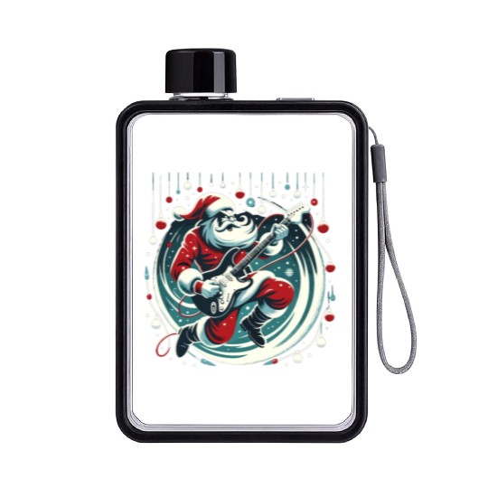 Guitar Player Santa Christmas Guitarist Flat Water Bottles