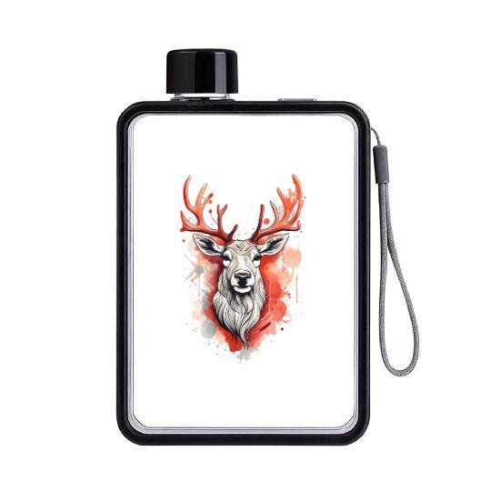 Reindeer Sublime Antler Silhouette Top Flat Water Bottles